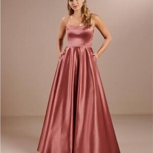 Christina Wu Satin Maxi Dress in Rose